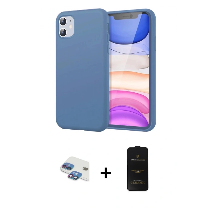 MARSİLYAN™- iPhone 11 Kılıf Kozmos Yansıma Özel Seri - Siyah 6D Antistatik Mat Seramik Hayalet Nano Ekran Koruyucu + Pers Alüminyum Kamera Lens - GI