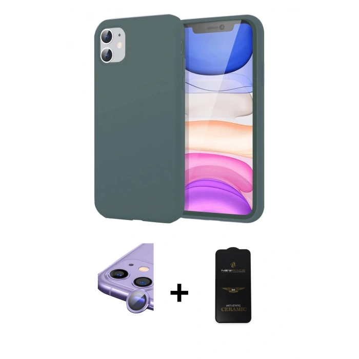 MARSİLYAN™- iPhone 11 Kılıf Kozmos Yansıma Özel Seri - Siyah 6D Antistatik Mat Seramik Hayalet Nano Ekran Koruyucu + Raze Metal Kamera Lens - MR