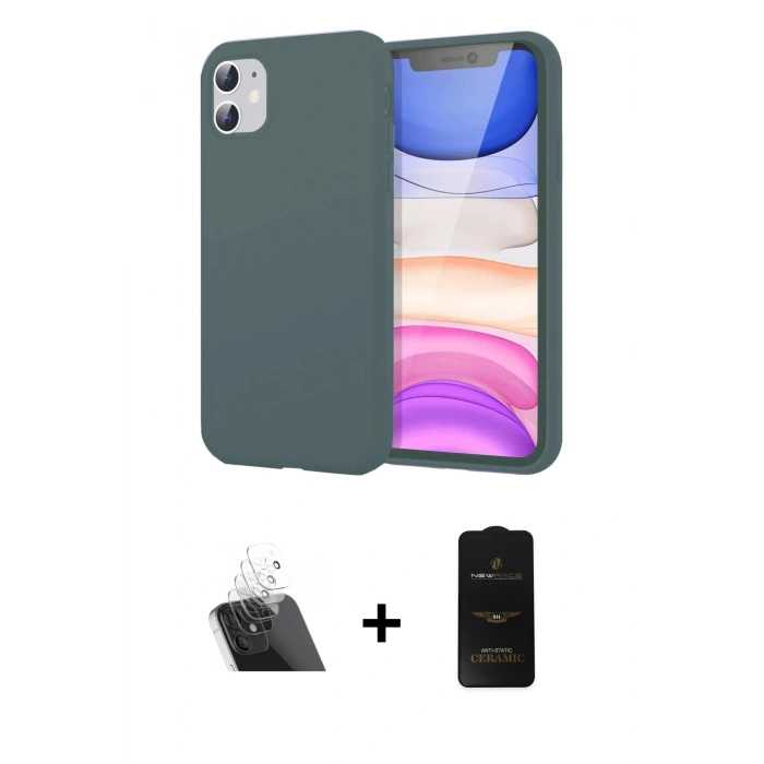 MARSİLYAN™- iPhone 11 Kılıf Kozmos Yansıma Özel Seri - Siyah 6D Antistatik Mat Seramik Hayalet Nano Ekran Koruyucu + Kamera Lens Koruma Cam - SF
