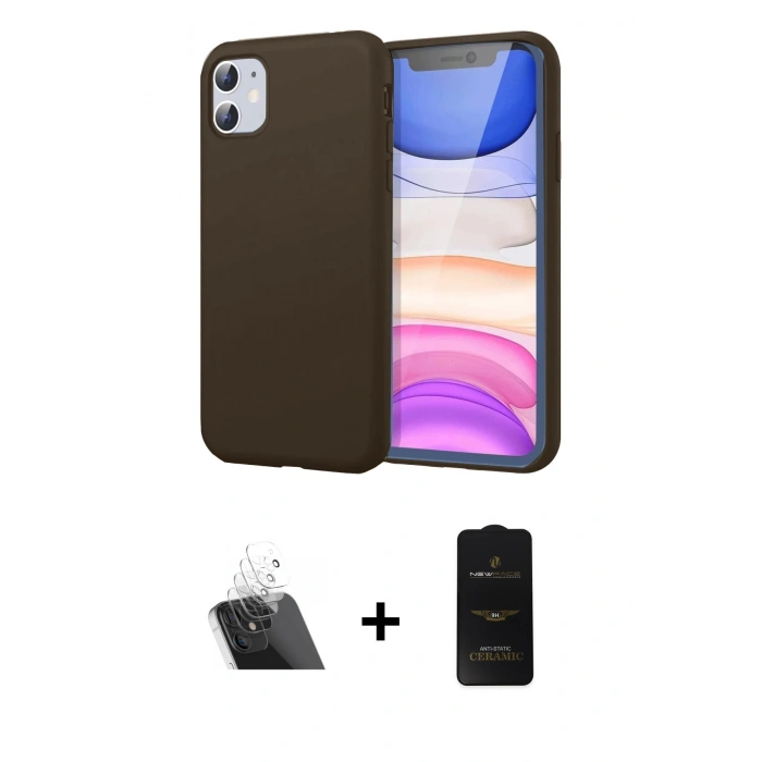 MARSİLYAN™- iPhone 11 Kılıf Kozmos Yansıma Özel Seri - Siyah 6D Antistatik Mat Seramik Hayalet Nano Ekran Koruyucu + Kamera Lens Koruma Cam - SF