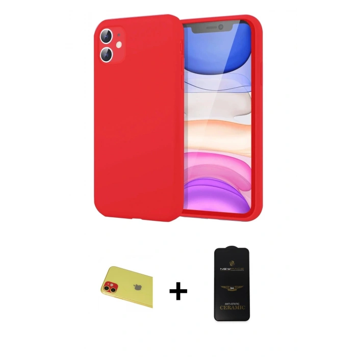 MARSİLYAN™- iPhone 11 Kılıf Kozmos Yansıma Özel Seri - Siyah 6D Antistatik Mat Seramik Hayalet Nano Ekran Koruyucu + Rainbow Kamera Lens Koruma Cam - KI