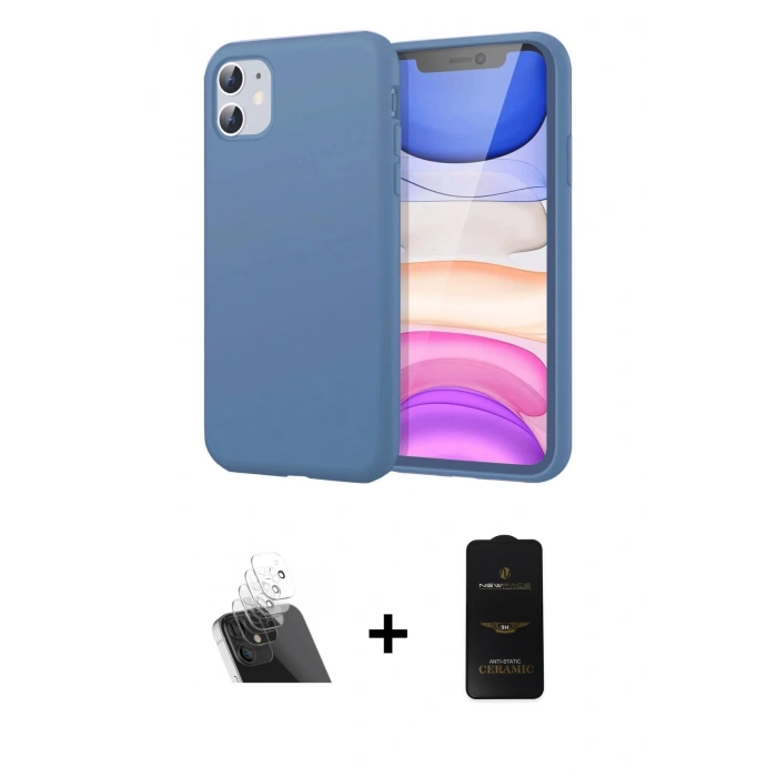 MARSİLYAN™- iPhone 11 Kılıf Kozmos Yansıma Özel Seri - Siyah 6D Antistatik Mat Seramik Hayalet Nano Ekran Koruyucu + Kamera Lens Koruma Cam - SF