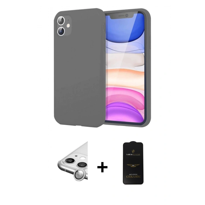 MARSİLYAN™- iPhone 11 Kılıf Kozmos Yansıma Özel Seri - Siyah 6D Antistatik Mat Seramik Hayalet Nano Ekran Koruyucu + Raze Metal Kamera Lens - GS