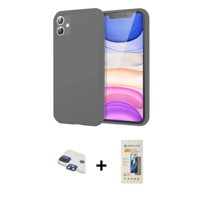 MARSİLYAN™- iPhone 11 Kılıf Kozmos Yansıma Özel Seri - Siyah 6D Mat Seramik Hayalet Nano Ekran Koruyucu + Pers Alüminyum Kamera Lens - LT