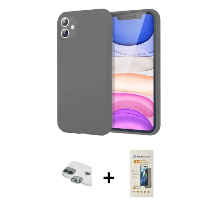 MARSİLYAN™- iPhone 11 Kılıf Kozmos Yansıma Özel Seri - Siyah 6D Mat Seramik Hayalet Nano Ekran Koruyucu + Pers Alüminyum Kamera Lens - YL