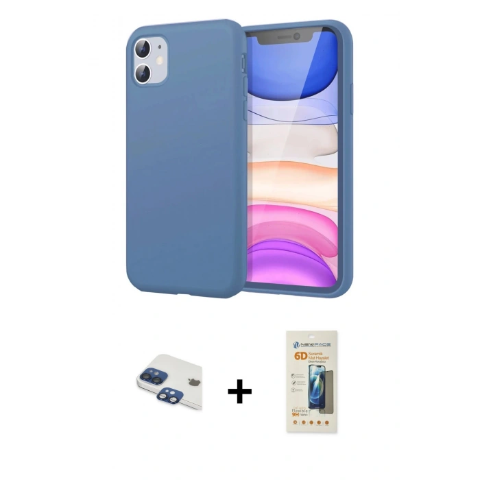 MARSİLYAN™- iPhone 11 Kılıf Kozmos Yansıma Özel Seri - Siyah 6D Mat Seramik Hayalet Nano Ekran Koruyucu + Pers Alüminyum Kamera Lens - LT