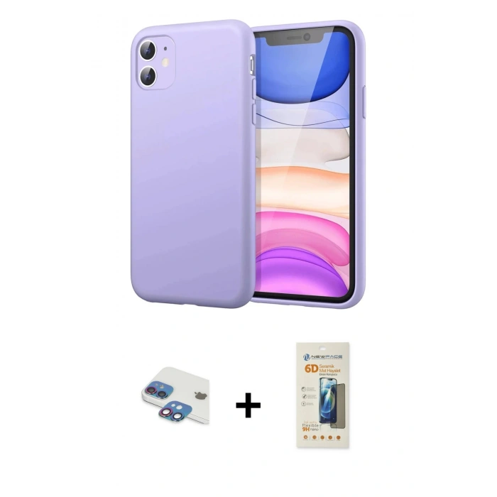 MARSİLYAN™- iPhone 11 Kılıf Kozmos Yansıma Özel Seri - Siyah 6D Mat Seramik Hayalet Nano Ekran Koruyucu + Pers Alüminyum Kamera Lens - GI