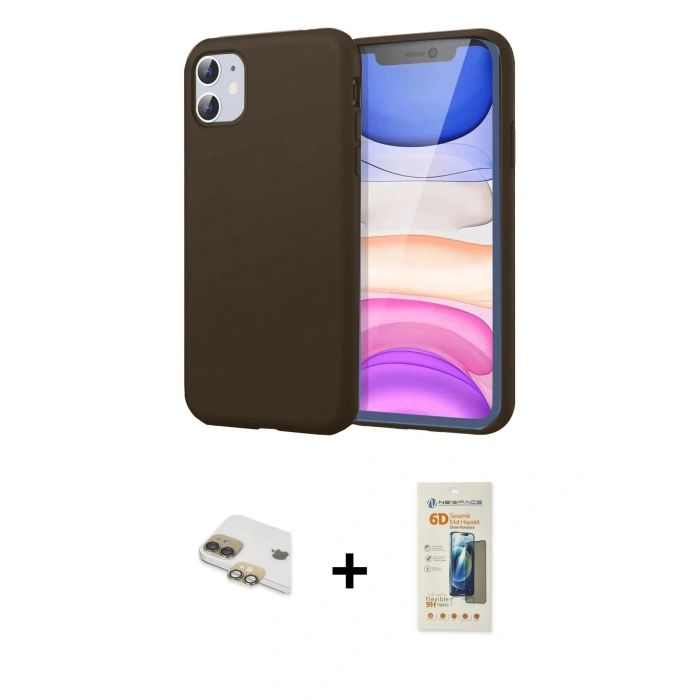 MARSİLYAN™- iPhone 11 Kılıf Kozmos Yansıma Özel Seri - Siyah 6D Mat Seramik Hayalet Nano Ekran Koruyucu + Pers Alüminyum Kamera Lens - GD