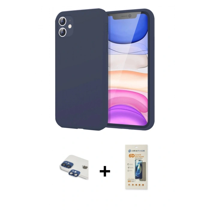 MARSİLYAN™- iPhone 11 Kılıf Kozmos Yansıma Özel Seri - Siyah 6D Mat Seramik Hayalet Nano Ekran Koruyucu + Pers Alüminyum Kamera Lens - LT