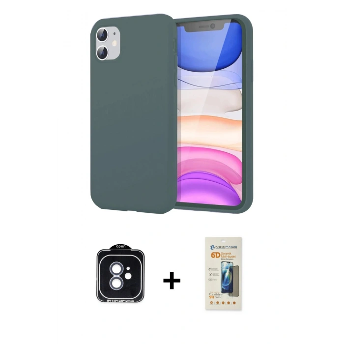 MARSİLYAN™- iPhone 11 Kılıf Kozmos Yansıma Özel Seri - Siyah 6D Mat Seramik Hayalet Nano Ekran Koruyucu + PVD Metal Kamera Lens - MI