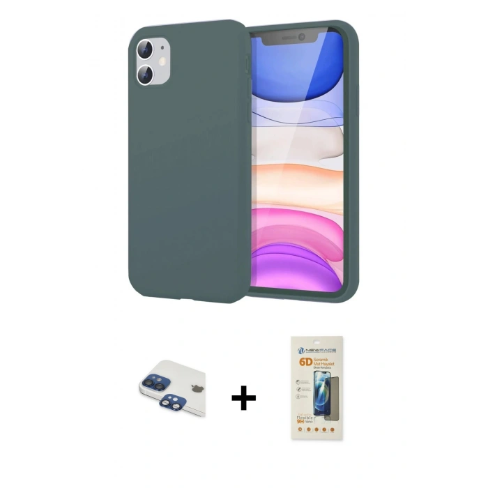 MARSİLYAN™- iPhone 11 Kılıf Kozmos Yansıma Özel Seri - Siyah 6D Mat Seramik Hayalet Nano Ekran Koruyucu + Pers Alüminyum Kamera Lens - LT