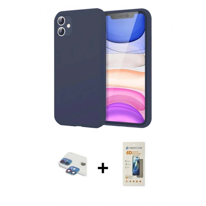 MARSİLYAN™- iPhone 11 Kılıf Kozmos Yansıma Özel Seri - Siyah 6D Mat Seramik Hayalet Nano Ekran Koruyucu + Pers Alüminyum Kamera Lens - GI