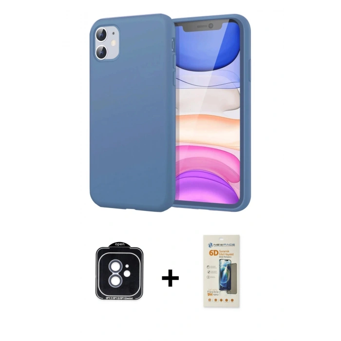 MARSİLYAN™- iPhone 11 Kılıf Kozmos Yansıma Özel Seri - Siyah 6D Mat Seramik Hayalet Nano Ekran Koruyucu + PVD Metal Kamera Lens - MI