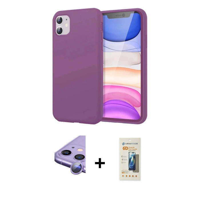 MARSİLYAN™- iPhone 11 Kılıf Kozmos Yansıma Özel Seri - Siyah 6D Mat Seramik Hayalet Nano Ekran Koruyucu + Raze Metal Kamera Lens - MR
