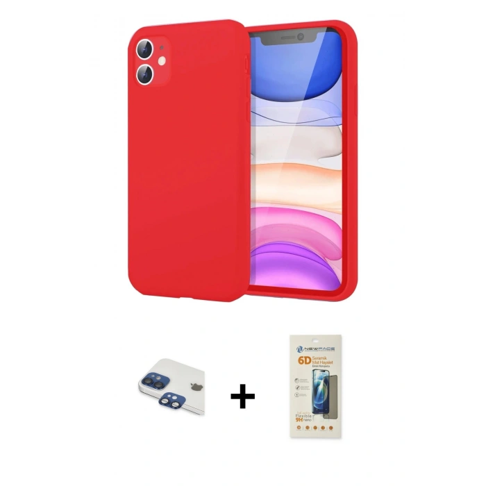 MARSİLYAN™- iPhone 11 Kılıf Kozmos Yansıma Özel Seri - Siyah 6D Mat Seramik Hayalet Nano Ekran Koruyucu + Pers Alüminyum Kamera Lens - LT