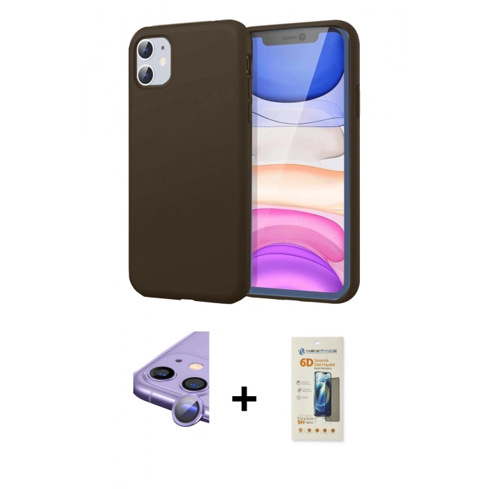 MARSİLYAN™- iPhone 11 Kılıf Kozmos Yansıma Özel Seri - Siyah 6D Mat Seramik Hayalet Nano Ekran Koruyucu + Raze Metal Kamera Lens - MR