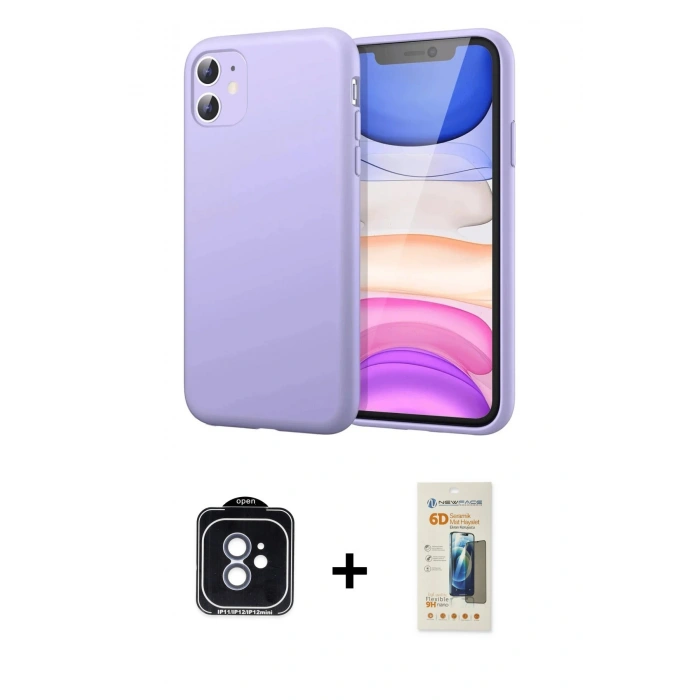 MARSİLYAN™- iPhone 11 Kılıf Kozmos Yansıma Özel Seri - Siyah 6D Mat Seramik Hayalet Nano Ekran Koruyucu + PVD Metal Kamera Lens - MI