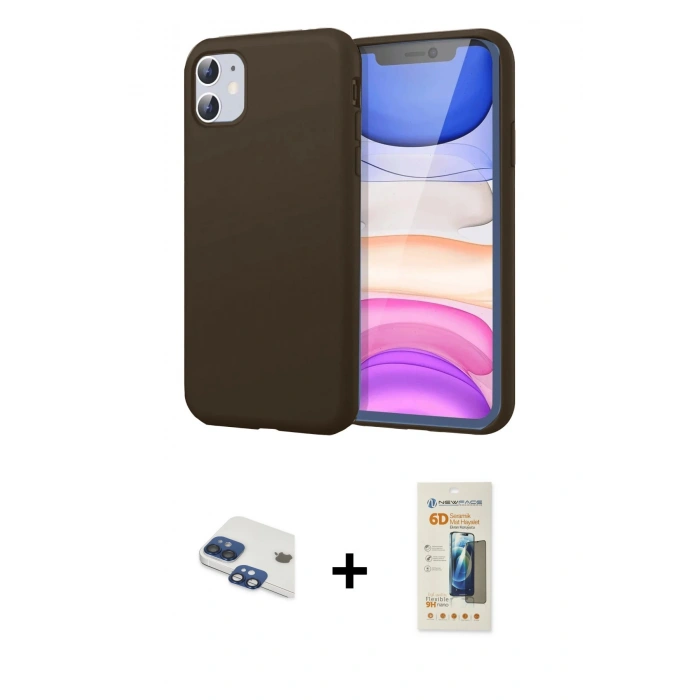 MARSİLYAN™- iPhone 11 Kılıf Kozmos Yansıma Özel Seri - Siyah 6D Mat Seramik Hayalet Nano Ekran Koruyucu + Pers Alüminyum Kamera Lens - LT