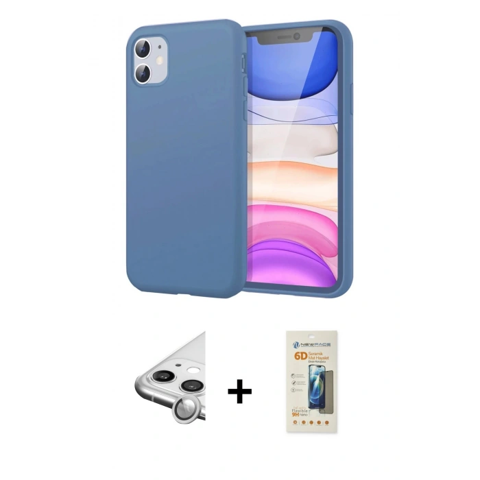 MARSİLYAN™- iPhone 11 Kılıf Kozmos Yansıma Özel Seri - Siyah 6D Mat Seramik Hayalet Nano Ekran Koruyucu + Raze Metal Kamera Lens - GS