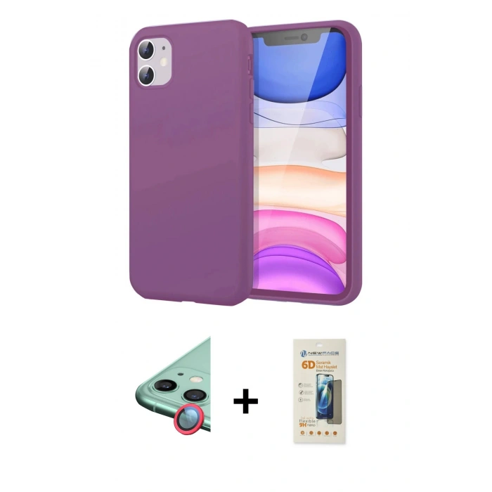MARSİLYAN™- iPhone 11 Kılıf Kozmos Yansıma Özel Seri - Siyah 6D Mat Seramik Hayalet Nano Ekran Koruyucu + Raze Metal Kamera Lens - KI