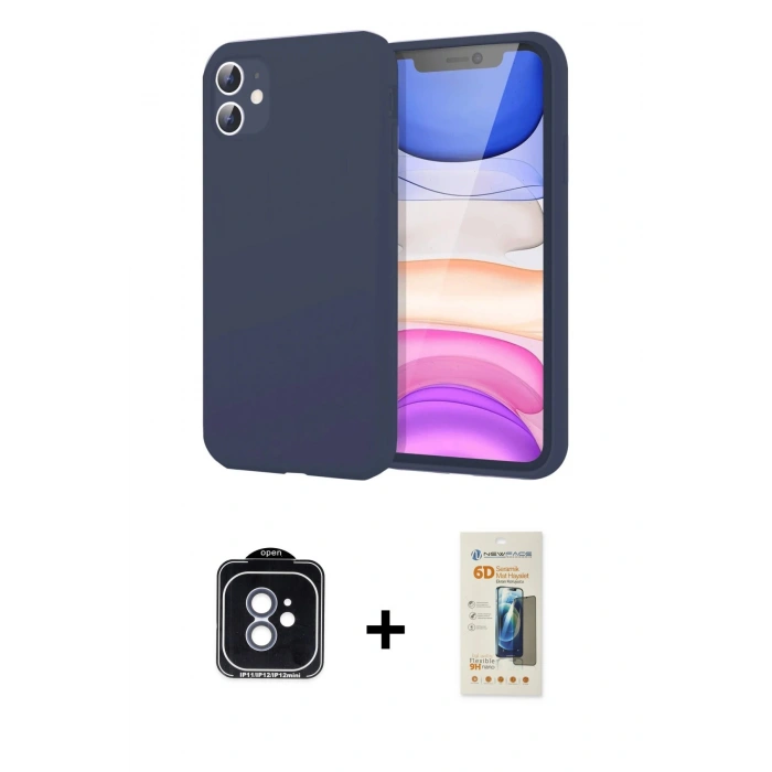 MARSİLYAN™- iPhone 11 Kılıf Kozmos Yansıma Özel Seri - Siyah 6D Mat Seramik Hayalet Nano Ekran Koruyucu + PVD Metal Kamera Lens - MI