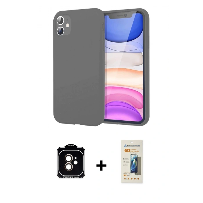 MARSİLYAN™- iPhone 11 Kılıf Kozmos Yansıma Özel Seri - Siyah 6D Mat Seramik Hayalet Nano Ekran Koruyucu + PVD Metal Kamera Lens - TU