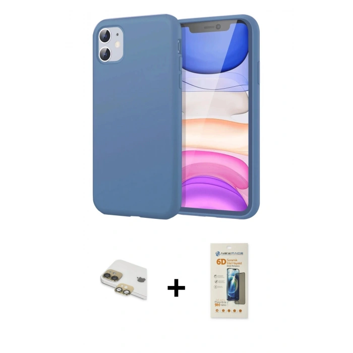MARSİLYAN™- iPhone 11 Kılıf Kozmos Yansıma Özel Seri - Siyah 6D Mat Seramik Hayalet Nano Ekran Koruyucu + Pers Alüminyum Kamera Lens - GD