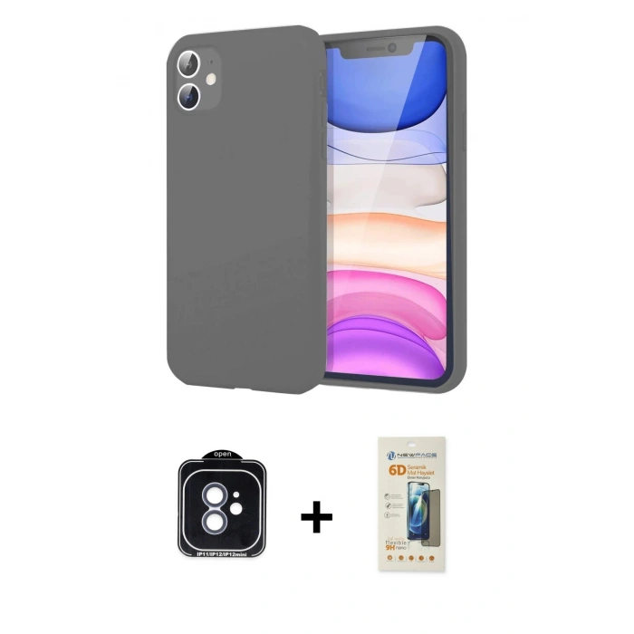 MARSİLYAN™- iPhone 11 Kılıf Kozmos Yansıma Özel Seri - Siyah 6D Mat Seramik Hayalet Nano Ekran Koruyucu + PVD Metal Kamera Lens - MI