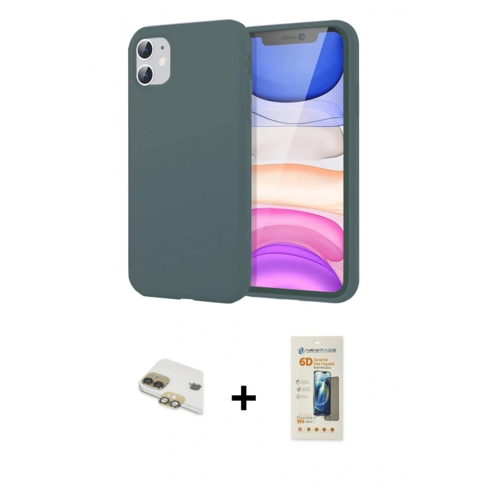 MARSİLYAN™- iPhone 11 Kılıf Kozmos Yansıma Özel Seri - Siyah 6D Mat Seramik Hayalet Nano Ekran Koruyucu + Pers Alüminyum Kamera Lens - GD