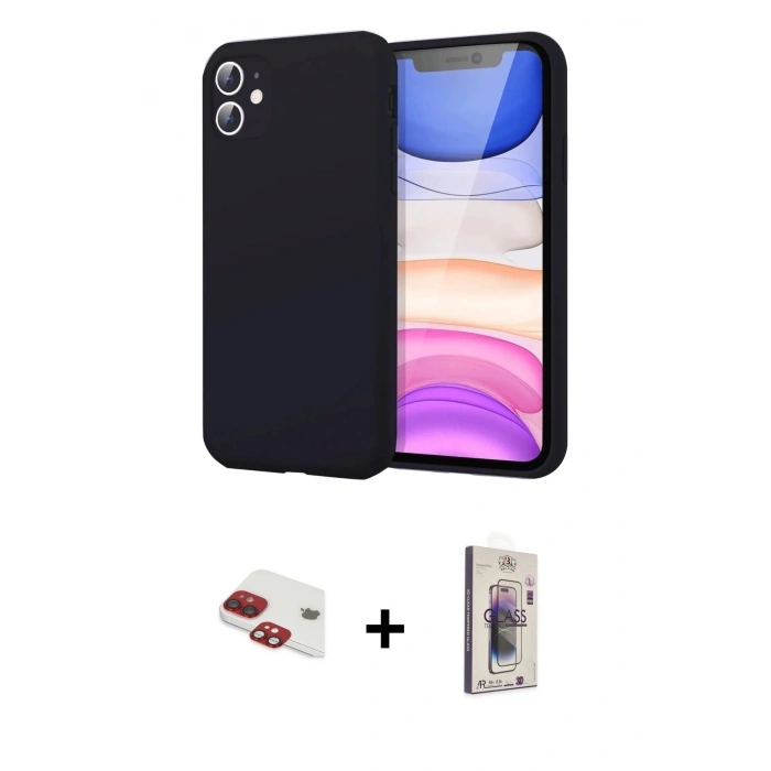MARSİLYAN™- iPhone 11 Kılıf Kozmos Yansıma Özel Seri - Siyah Bilvis 3D Cam Ekran Koruyucu + Pers Alüminyum Kamera Lens - KI