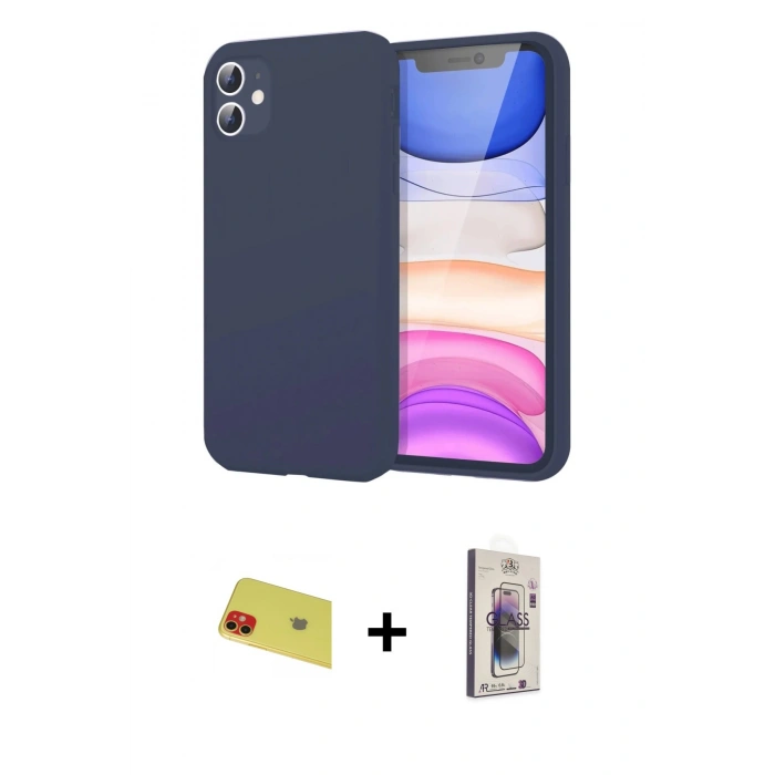 MARSİLYAN™- iPhone 11 Kılıf Kozmos Yansıma Özel Seri - Siyah Bilvis 3D Cam Ekran Koruyucu + Kırmızı Rainbow Kamera Lens Koruma Cam
