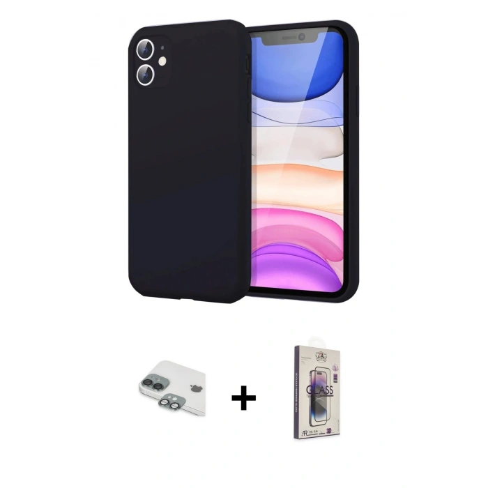 MARSİLYAN™- iPhone 11 Kılıf Kozmos Yansıma Özel Seri - Siyah Bilvis 3D Cam Ekran Koruyucu + Pers Alüminyum Kamera Lens - YL