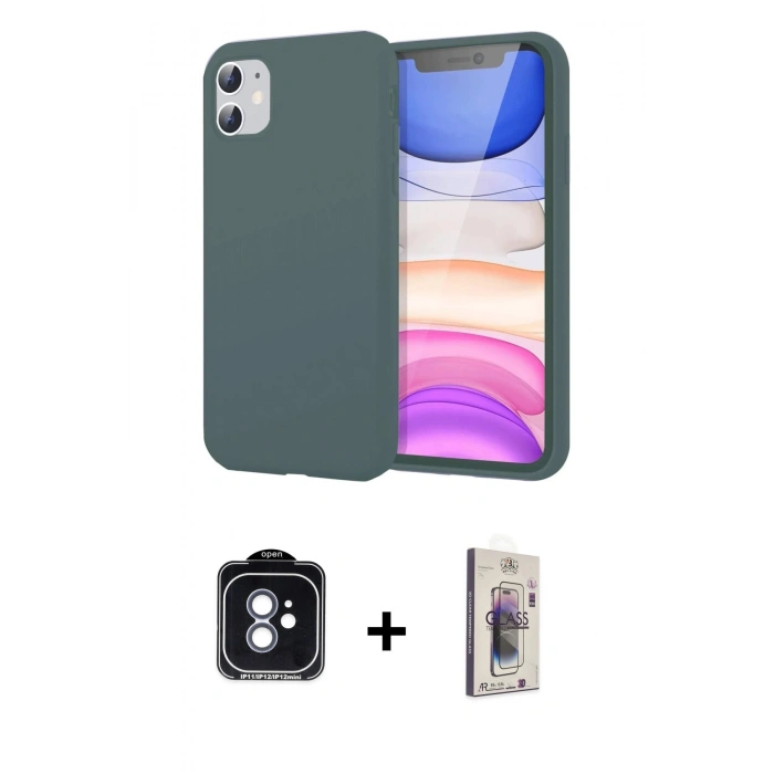 MARSİLYAN™- iPhone 11 Kılıf Kozmos Yansıma Özel Seri - Siyah Bilvis 3D Cam Ekran Koruyucu + PVD Metal Kamera Lens - MI