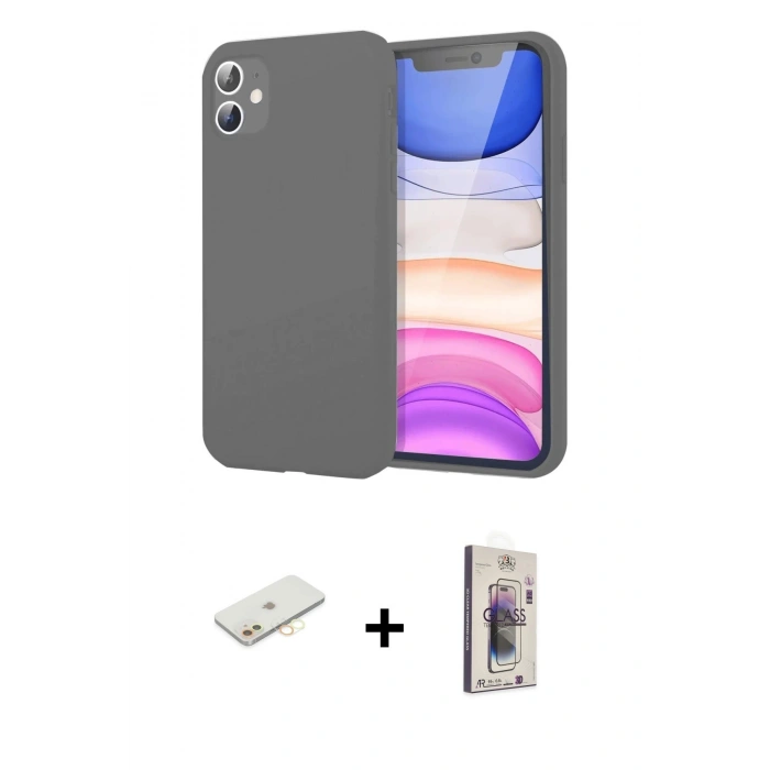 MARSİLYAN™- iPhone 11 Kılıf Kozmos Yansıma Özel Seri - Siyah Bilvis 3D Cam Ekran Koruyucu + Renkli Kamera Lens Koruma Cam - SI
