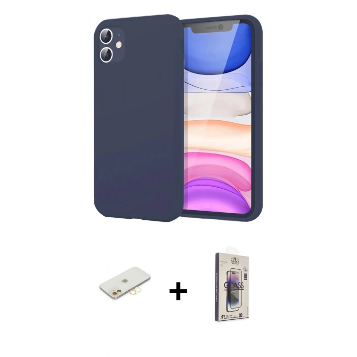MARSİLYAN™- iPhone 11 Kılıf Kozmos Yansıma Özel Seri - Siyah Bilvis 3D Cam Ekran Koruyucu + Renkli Kamera Lens Koruma Cam - SI