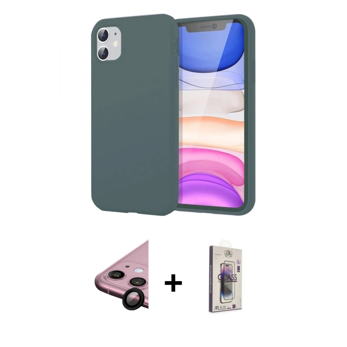 MARSİLYAN™- iPhone 11 Kılıf Kozmos Yansıma Özel Seri - Siyah Bilvis 3D Cam Ekran Koruyucu + Raze Metal Kamera Lens - SH