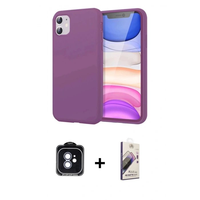 MARSİLYAN™- iPhone 11 Kılıf Kozmos Yansıma Özel Seri - Siyah Bilvis 3D Mat Cam Ekran Koruyucu + PVD Metal Kamera Lens - MI