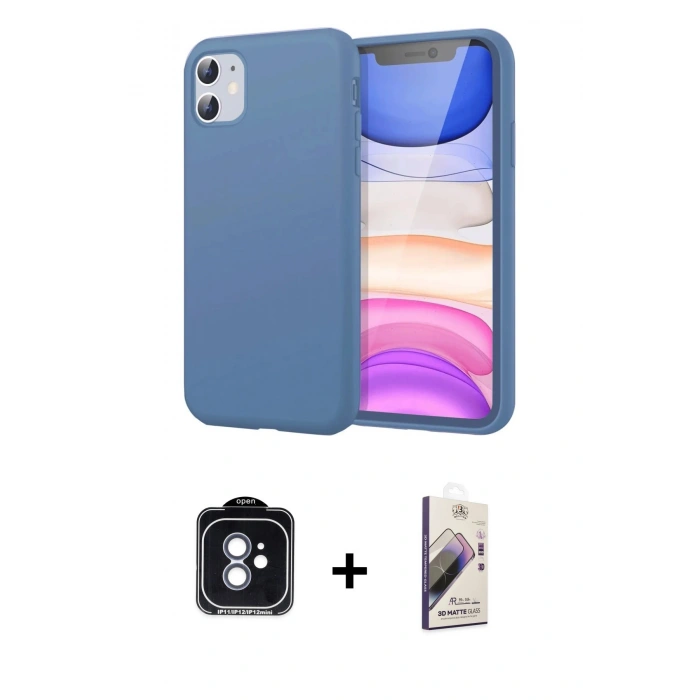 MARSİLYAN™- iPhone 11 Kılıf Kozmos Yansıma Özel Seri - Siyah Bilvis 3D Mat Cam Ekran Koruyucu + PVD Metal Kamera Lens - MI
