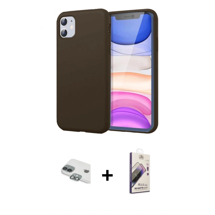 MARSİLYAN™- iPhone 11 Kılıf Kozmos Yansıma Özel Seri - Siyah Bilvis 3D Mat Cam Ekran Koruyucu + Pers Alüminyum Kamera Lens - YL