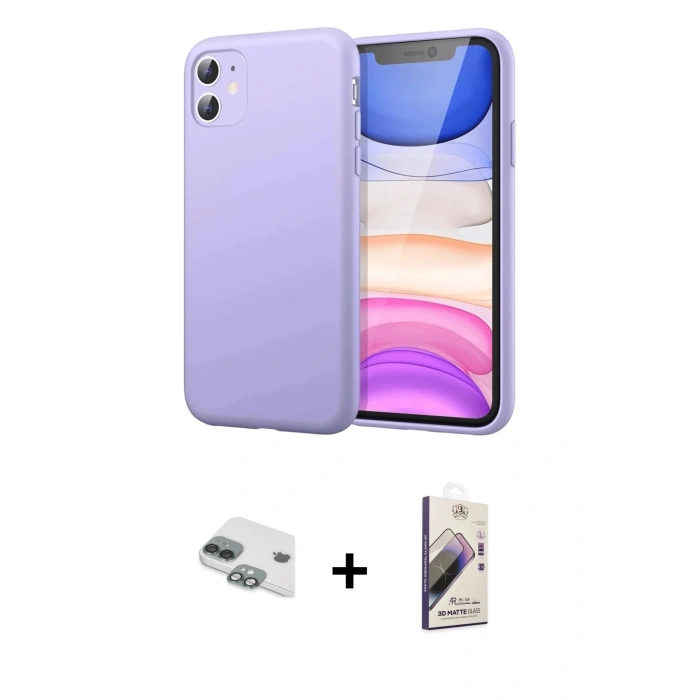 MARSİLYAN™- iPhone 11 Kılıf Kozmos Yansıma Özel Seri - Siyah Bilvis 3D Mat Cam Ekran Koruyucu + Pers Alüminyum Kamera Lens - YL