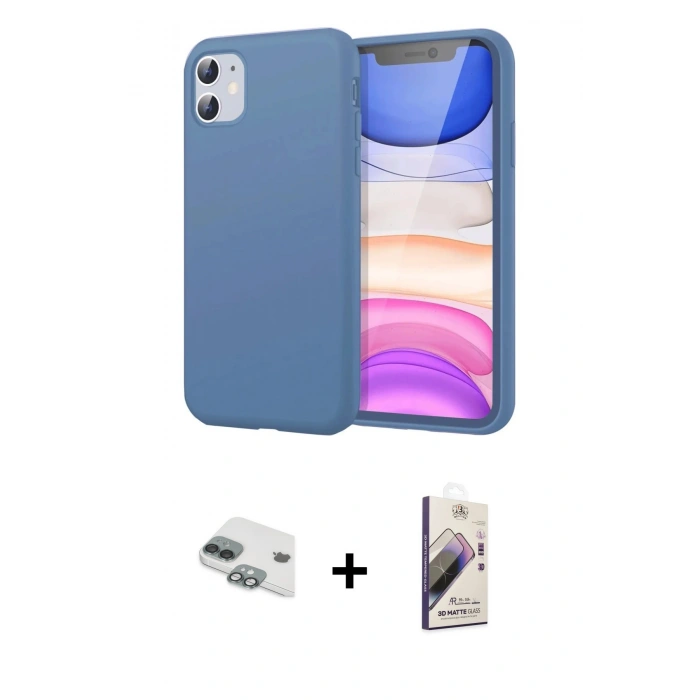 MARSİLYAN™- iPhone 11 Kılıf Kozmos Yansıma Özel Seri - Siyah Bilvis 3D Mat Cam Ekran Koruyucu + Pers Alüminyum Kamera Lens - YL