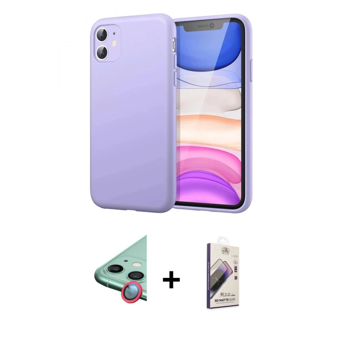 MARSİLYAN™- iPhone 11 Kılıf Kozmos Yansıma Özel Seri - Siyah Bilvis 3D Mat Cam Ekran Koruyucu + Raze Metal Kamera Lens - KI