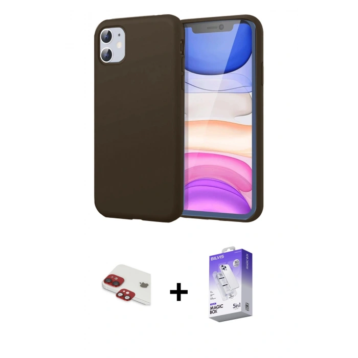 MARSİLYAN™- iPhone 11 Kılıf Kozmos Yansıma Özel Seri - Siyah Bilvis 5in1 3D Magic Cam Ekran Koruyucu + Pers Alüminyum Kamera Lens - KI