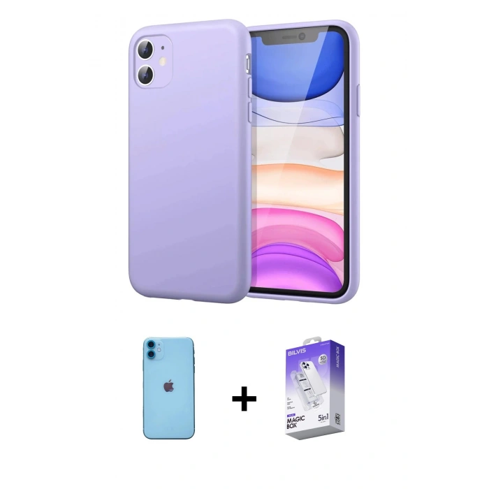 MARSİLYAN™- iPhone 11 Kılıf Kozmos Yansıma Özel Seri - Siyah Bilvis 5in1 3D Magic Cam Ekran Koruyucu + Neon Fosforlu Kamera Lens - MI