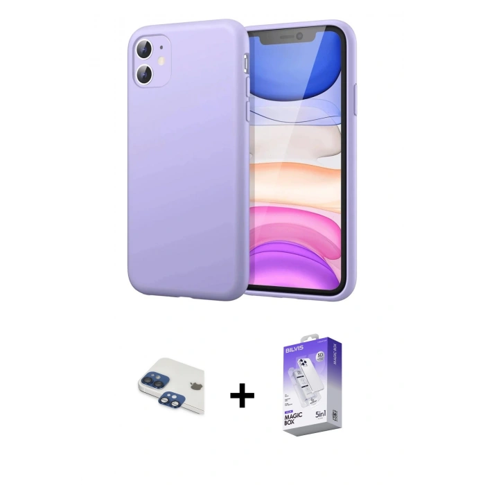 MARSİLYAN™- iPhone 11 Kılıf Kozmos Yansıma Özel Seri - Siyah Bilvis 5in1 3D Magic Cam Ekran Koruyucu + Pers Alüminyum Kamera Lens - LT