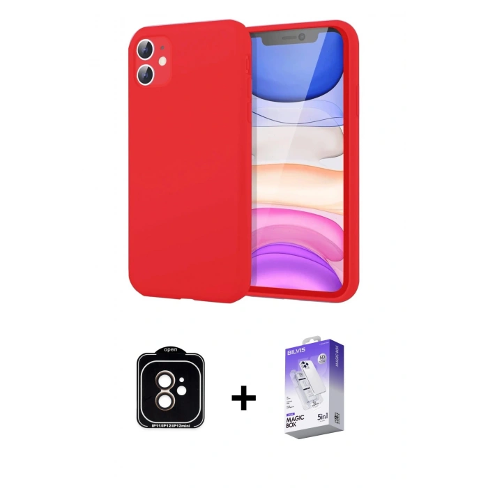 MARSİLYAN™- iPhone 11 Kılıf Kozmos Yansıma Özel Seri - Siyah Bilvis 5in1 3D Magic Cam Ekran Koruyucu + PVD Metal Kamera Lens - TU