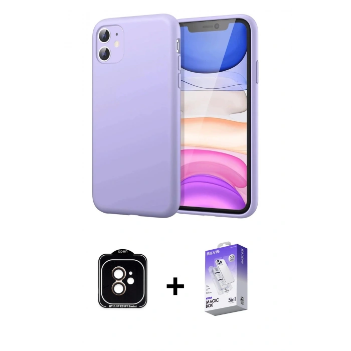 MARSİLYAN™- iPhone 11 Kılıf Kozmos Yansıma Özel Seri - Siyah Bilvis 5in1 3D Magic Cam Ekran Koruyucu + PVD Metal Kamera Lens - TU