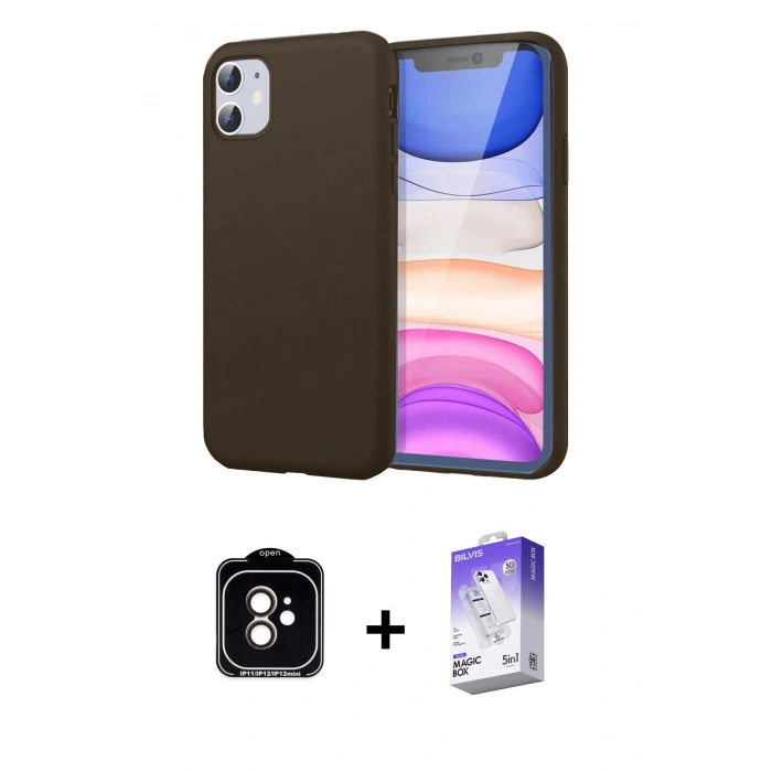 MARSİLYAN™- iPhone 11 Kılıf Kozmos Yansıma Özel Seri - Siyah Bilvis 5in1 3D Magic Cam Ekran Koruyucu + PVD Metal Kamera Lens - TU