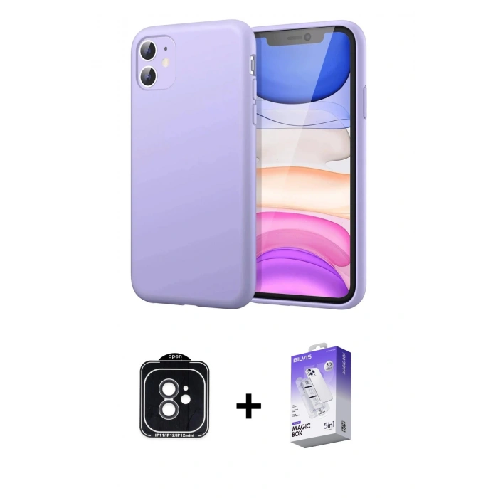 MARSİLYAN™- iPhone 11 Kılıf Kozmos Yansıma Özel Seri - Siyah Bilvis 5in1 3D Magic Cam Ekran Koruyucu + PVD Metal Kamera Lens - SH