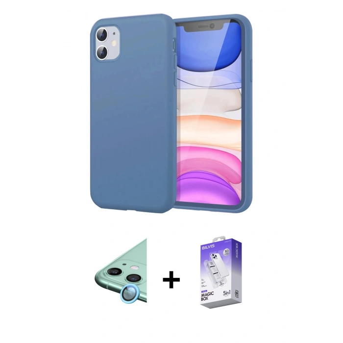MARSİLYAN™- iPhone 11 Kılıf Kozmos Yansıma Özel Seri - Siyah Bilvis 5in1 3D Magic Cam Ekran Koruyucu + Raze Metal Kamera Lens - MI